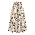 thumbnail image 4 of WTOBBY Boho Floral Summer Maxi Skirt Women's Drawstring High Waisted Long Skirt Lightweight Beach Vacation Skirt Tiered Flowy Pleated Skirt with Elastic Waist,Beige L, 4 of 4