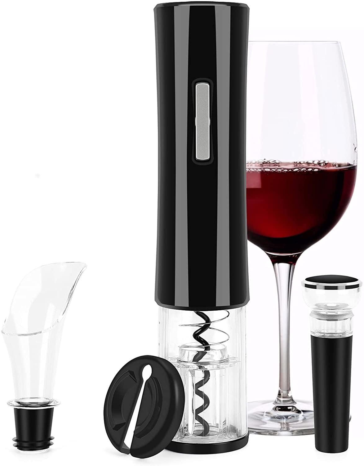 4 in 1 Battery Operated Wine Opener Gift Set with Foil Cutter Stainless Steel Cooking Gifts  Electric Wine Bottle Opener Set Vacuum Wine Stopper and Aerator Pourer Electric Corkscrew