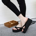 thumbnail image 4 of Summer Beach Wedge Flops Women Sandals Flops Slippers Size 41 (Black), 4 of 6