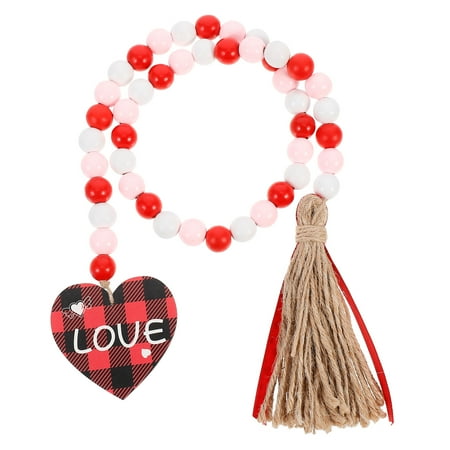 

OUNONA Valentine s Day Hanging Pendant Wood Bead Pendant Tassel String Tassel Home Decor