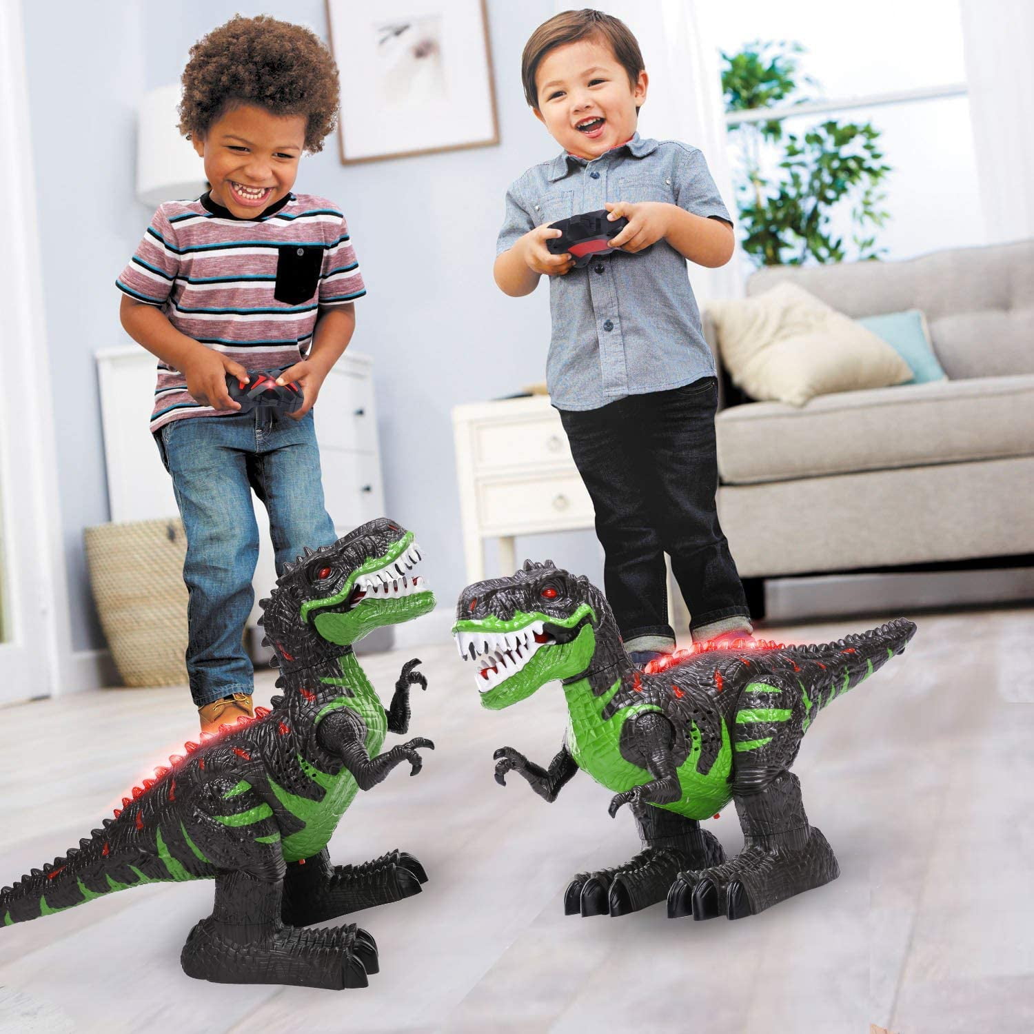 Yellow Remote Control Dinosaur for Kids Boys Girls,2.4G Electronic RC Toys Educational Simulation Velociraptor with 3D Eye Shaking Head&Roaring Sounds,Indoor Toys for 3 4 5 6 7 8 9 10 Year Old Gifts 