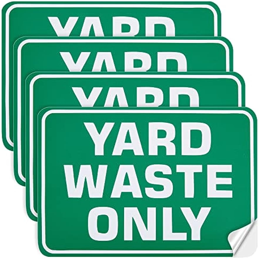 4Pcs Yard Waste Only Sign Stickers Waterproof Recycle Trash Bin Can