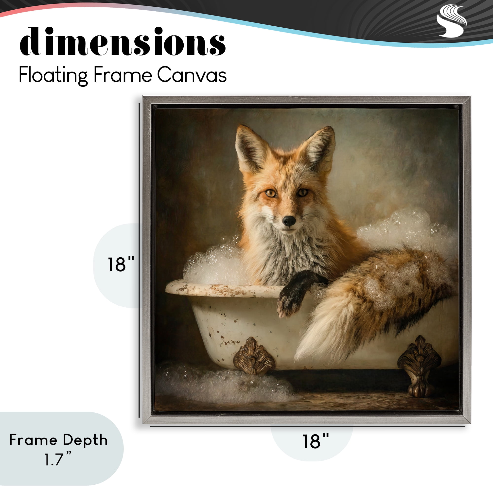 Stupell Industries Red Fox Bubble Bath Gray Framed Floater Canvas Wall Art, design by Tina LeCour