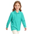 thumbnail image 4 of Girls Long Sleeve Collar Pique Polo Shirts Kids School Uniform Daily Tops Blue 130, 4 of 7