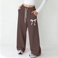 thumbnail image 2 of Duqingm Girls Bow Sweatpants Baggy Wide Leg Sweat Pants with Pockets Elastic Waist Mid Rise Teen Casual Cute Kids 3-18Y (Grey,7-8 Years), 2 of 4