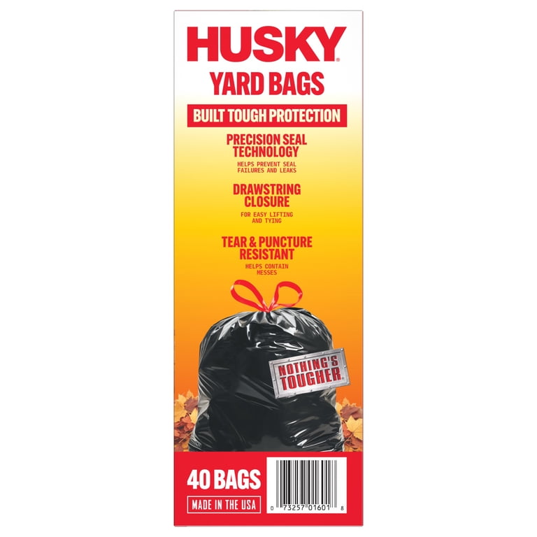 Husky 39 Gallon Drawstring Yard Bags, Black, 40 Count photo 7