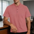thumbnail image 7 of TKKCS Mens Horizontal Striped Polo Shirt- Breathable Classic Fit Casual Moisture Wicking Short Sleeve Collared Knit Golf Shirts Red Size 3XL, 7 of 7
