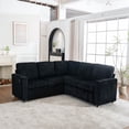 thumbnail image 3 of Sectional Sleeper Sofa with Pull Out Bed, Modular Corner Sofa with Storage, Sectional Couches for Living Room, Convertible Sofa Bed for Living Room, Bedroom and Apartment (Black), 3 of 11