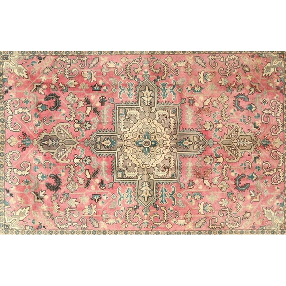 Ahgly Company Indoor Rectangle Traditional Rust Pink Area Rugs, 5' x 7'