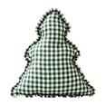 thumbnail image 3 of Christmas Tree Shaped Throw Pillow with Vintage Gingham Check Pattern and Ruffled Edge for Holiday Couch Bed and Winter Home Decor 14.56 by 13.77 inch Green, 3 of 7