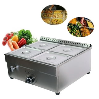TECHTONGDA Propane Gas Food Soup Warmer Stove Bain Marie Commercial Canteen  Buffet Steam Heater with Regulator Valve 12''x8.7''x4'' Pan 2 Pan