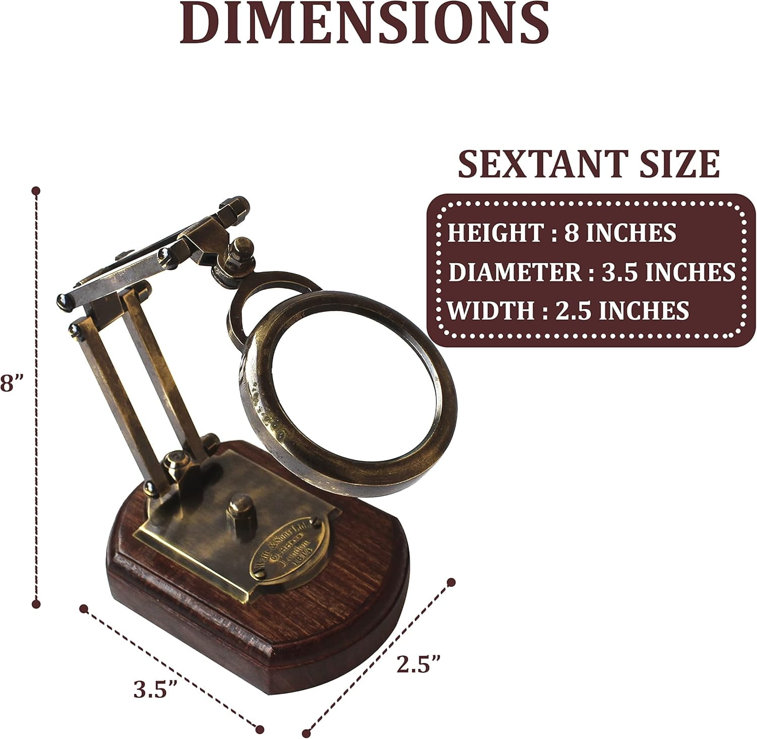 Antique Brass Magnifying Glass – Vintage Design with Coated Lens, Perfect for Reading News, Maps, and Optical Use, Unique Decorative Piece for Home & Desk Décor