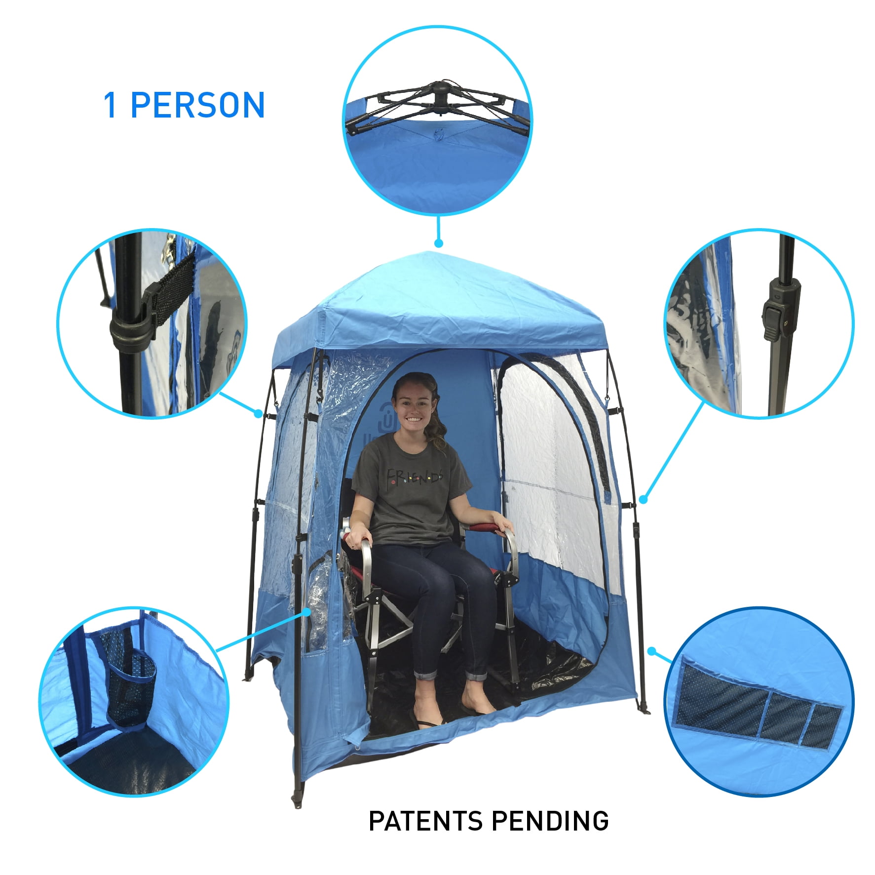 CoverU Sports Shelter – 1 Person Weather Tent Pod (Blue 