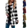 thumbnail image 5 of Delayuji Womens Long Sleeve Cardigan Coat Plaid Cardigan Spring Fashion Checkered Coat Womens Coat M-5XL, 5 of 6