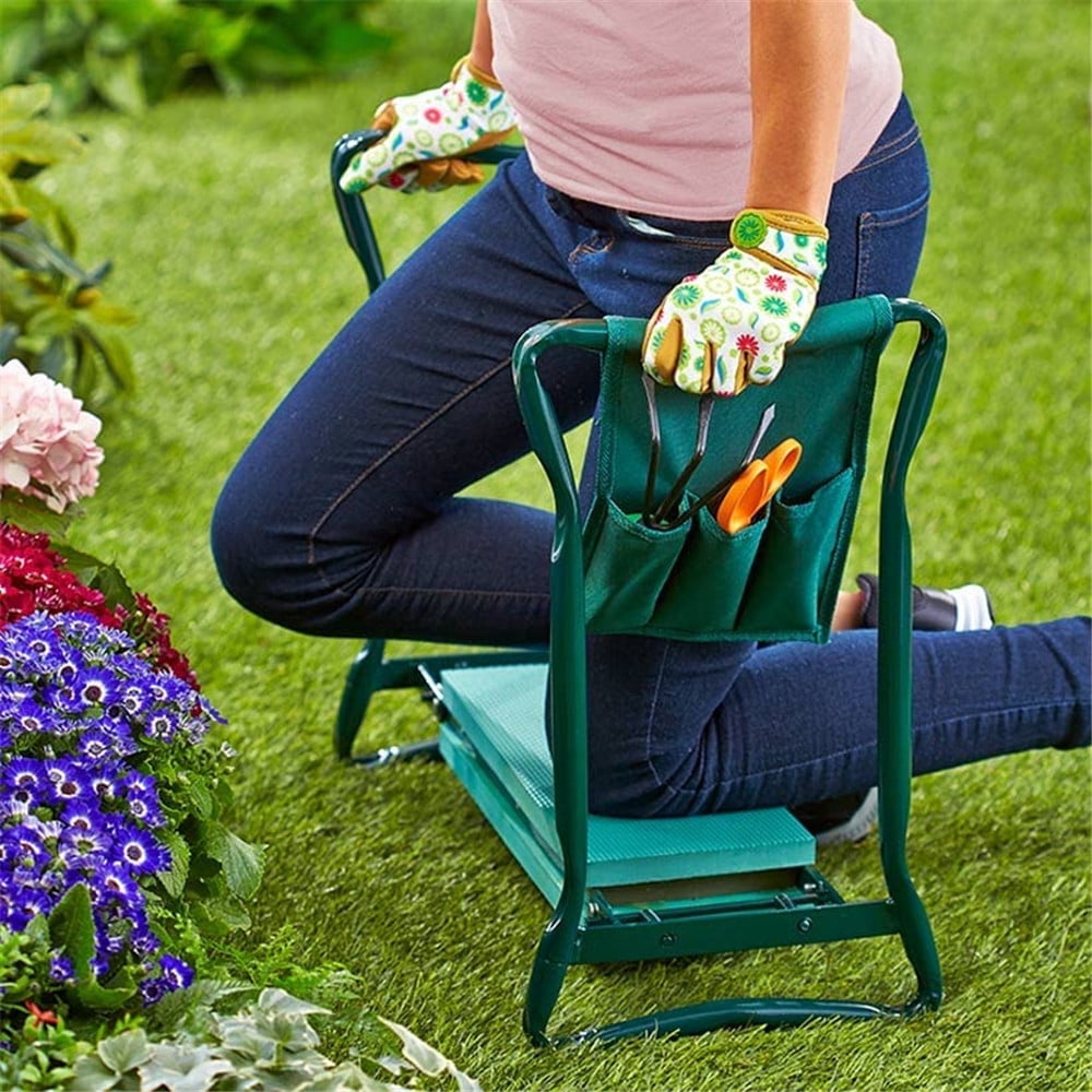 2-IN-1 Garden Kneeler Folding Gardman Thicken Padded Seat Stool with Gardening Work Tool Bag