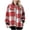Red, variant on Inleife Women's Checkered Striped Fabric Medium Coats Long Sleeved Pocket Zipper Jacket