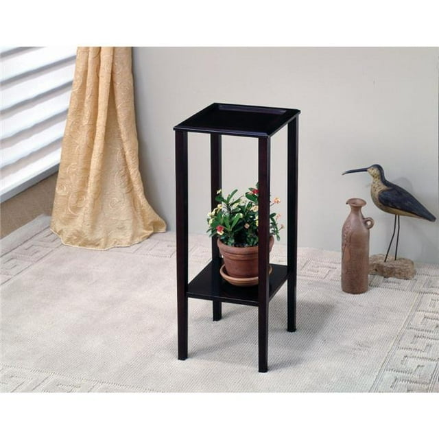 Support de Plante Carré avec Étagère de Rangement Inférieure, Brun