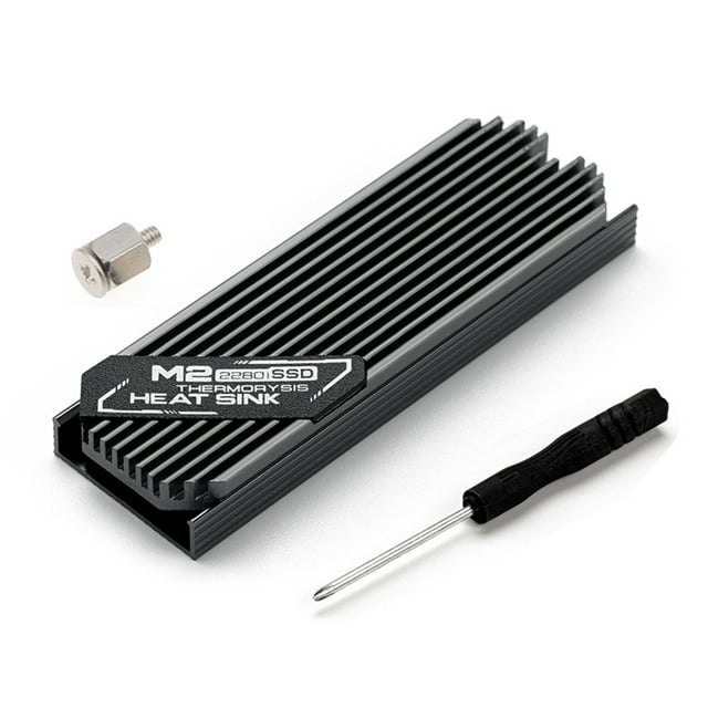 SSD M.2 Dissipateur Thermique NVMe Dissipateur Thermique M2 2280 SSD Disque Dur Dissipateur Thermique en Aluminium avec Coussinet Thermique en Silicone pour PC / PS5 PCIE 2280 SSD Gris Foncé D