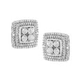 thumbnail image 3 of .925 Sterling Silver Diamond Accented Square Shaped Milgrain Stud Earrings (I-J Color, I3 Clarity), 3 of 7