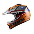 thumbnail image 3 of WOW Youth Kids Motocross BMX MX ATV Dirt Bike Helmet HBOY Shark Orange + Goggles + Skeleton Orange Glove Bundle, 3 of 8