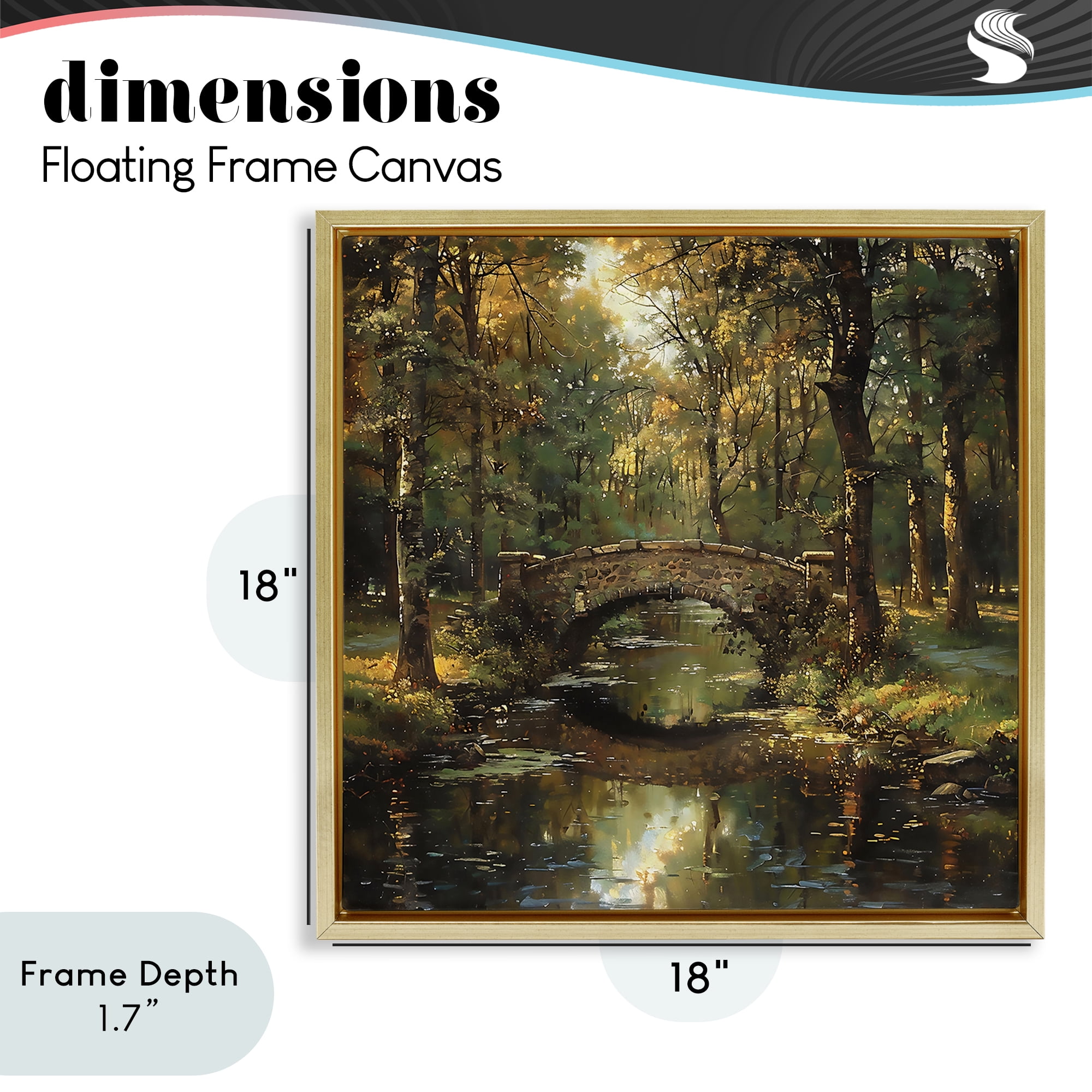 Stupell Industries Forest Bridge in Autumn Light Gold Framed Floater Canvas Wall Art, design by Creative Studio
