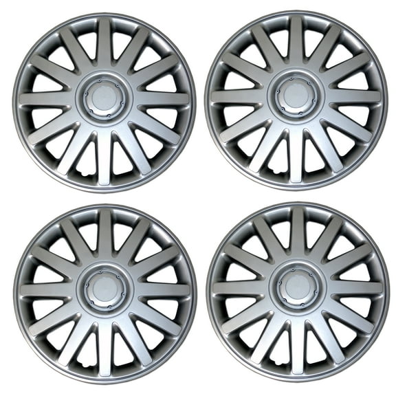 TuningPros WSC3-610S16 Set of 4  Metallic Silver Hubcaps 16" - Hub Caps Wheel Skin Cover 16 inches 4 Pcs Set