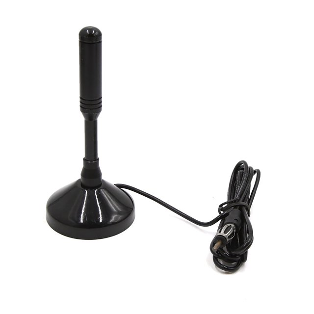 Antena con Cable de Señal AM/FM Unique Bargains para Autorradio Coche Base Magnética Circular Metal Negro 14cm