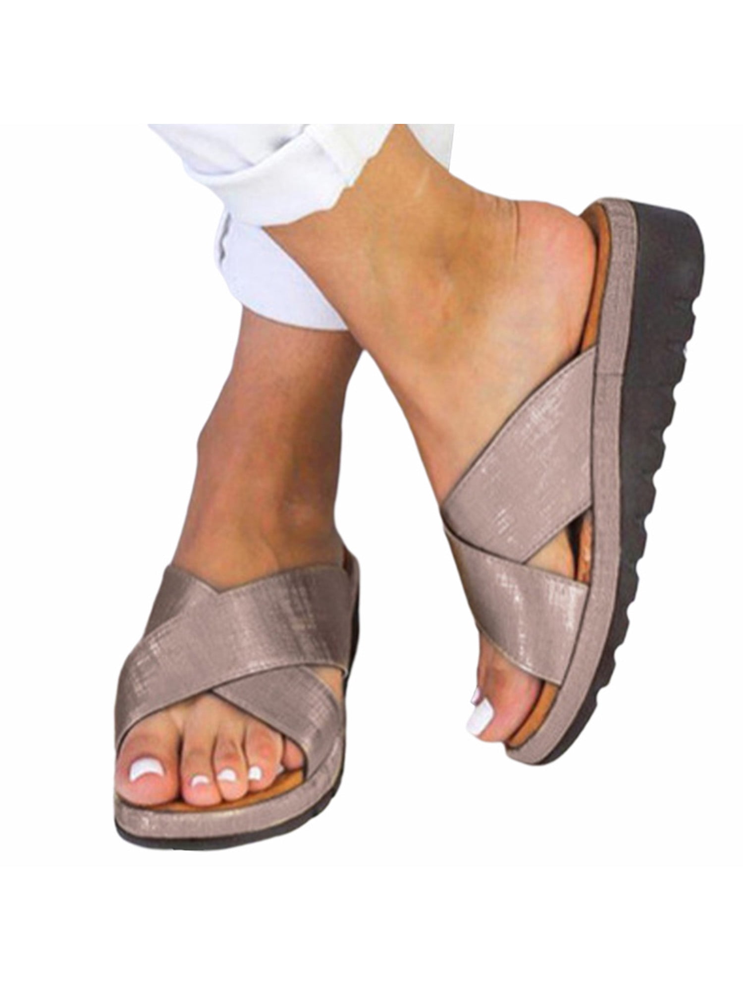 Teekit Sandals for Women Women Slipper Sandles Premium Orthopedic Open Toe Sandals Vintage Anti-Slip Breathable Summer Summer Sandal for Ladies Girls