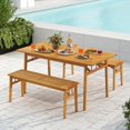 thumbnail image 2 of QHTER Outdoor Acacia Wood Dining Bench, 48” Wooden Bench Patio Furniture for Entryway Garden Poolside Balcony, 800 LBS (1), 2 of 9