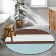 thumbnail image 3 of Round Rugs 3Ft, Blue Brown Morocco Round Area Rug Washable Indoor Throw Carpet, Geometric Stripes Aqua Stitching Small Non Slip Circle Rug for Bedroom Living Room Home Decor Aesthetic, 3 of 8
