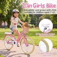thumbnail image 4 of Dolonm 20" Kids Bike for Ages 7-10, Lightweight High-Carbon Steel Frame Cruiser Bike, Girls Bicycle with Wicker Basket & Rear Seat, No Training Wheels, Pink, 4 of 7