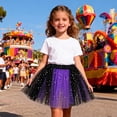 thumbnail image 2 of Byoo Toddler Girl Glitter Tulle Tutu Skirt Block Color Elastic High Waist Skirts Elegant Soft Daily Skirt for Kids, 2 of 7