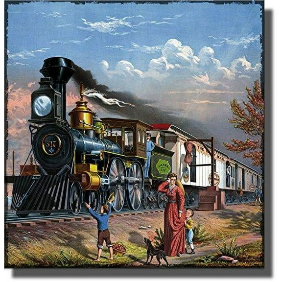 Old Steam Engine Train Locomotive Picture on Stretched Canvas, Wall Art Decor Ready to Hang!.