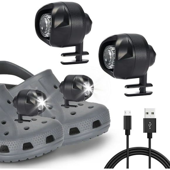 2 pcs shoe lights, rechargeable spotlights for Croc shoes and clogs, IPX5 waterproof with 3 light modes