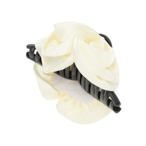 Unique Bargains 1 Pc Elegant Double Row Roses Hair Clips Beige Black