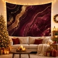 thumbnail image 3 of Abstract Marble Design with Bronze Veins in Burgundy, Mystical Watercolor for Art Lovers, Luxury Home Decor Wall Art, Housewarming Gift, Tapestry Wall Hanging for Bedroom and Living Room, 3 of 7