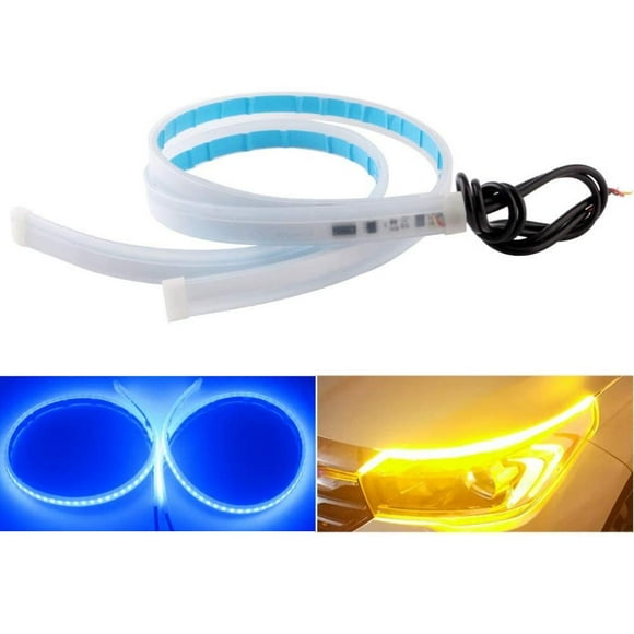 Luz De Circulación Diurna Para Automóvil Luz Ambiental Con Enchufe De Hebilla A Prueba De Agua Señal De Giro De Luz De Flujo Led De Dos Colores Para Automóviles Scooters Motocicletas 30/45/60 Cm seitruly VI012002-02