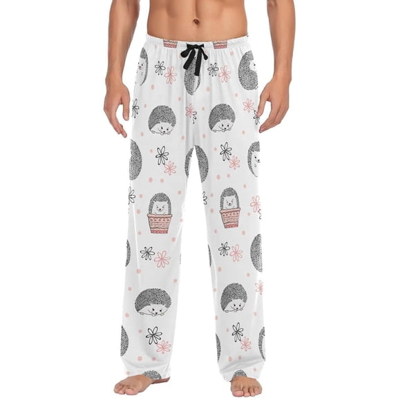 GZHJMY Hedgehog Pajama Pants for Men, Lounge Pants Lightweight Men Pajama Bottoms with Drawstring Pockets, Christmas New Year Birthday Gifts, Small