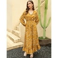 thumbnail image 2 of Casual V Neck Boho Floral Print Wedding Guest Maxi Dresses for Women Bohemian Flowy Maxi Dress, 2 of 5