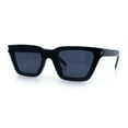 thumbnail image 6 of Womens Retro Triangular Rectangle Squared Cat Eye Plastic Sunglasses All Black, 6 of 8