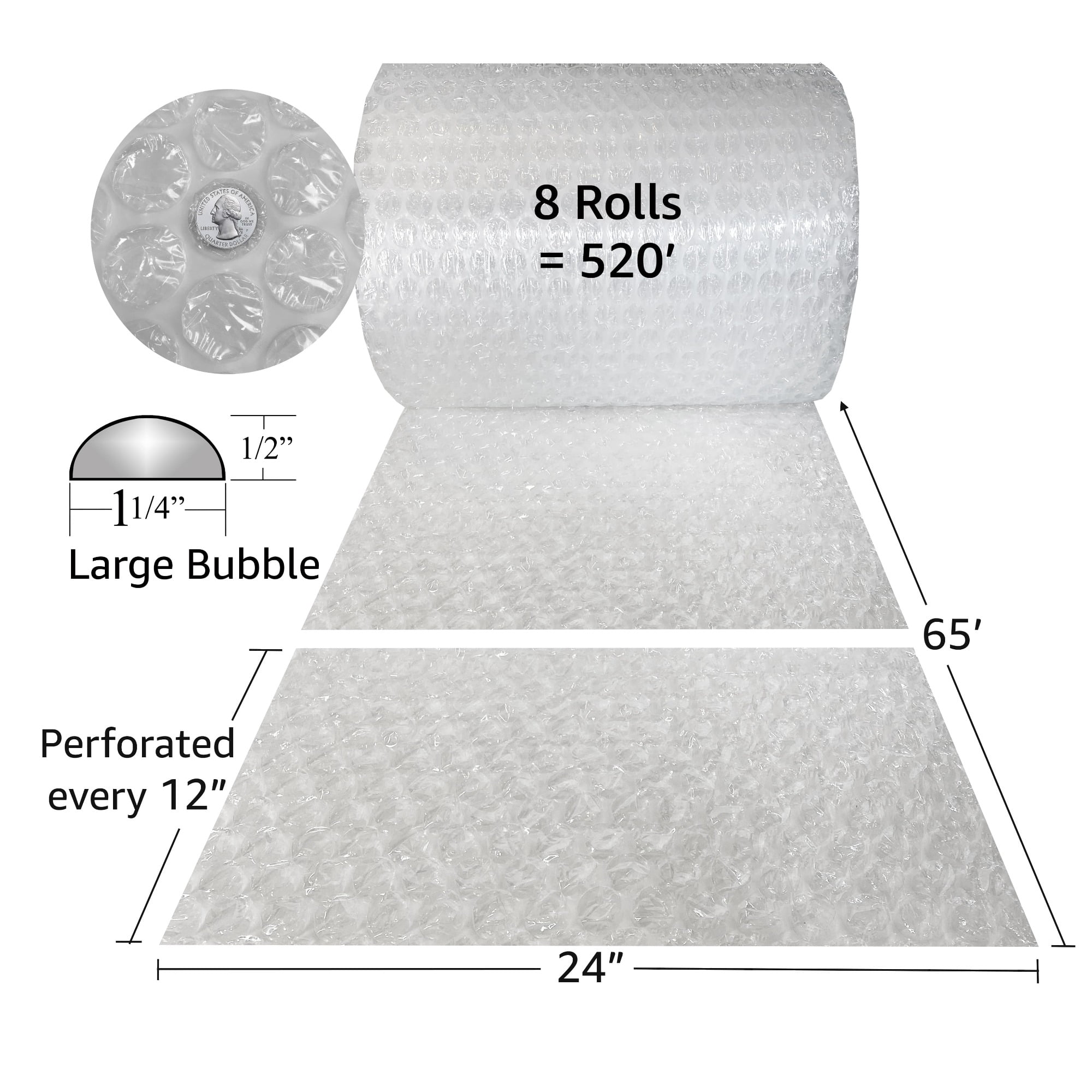UOFFICE Large Bubble Roll Wrap 24" Wide x 520 Feet