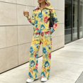 thumbnail image 4 of Chririnla Hummingbird Floral Pattern Airport Travel Outfits, Lapel Sweatsuits Pullover Design 2 Piece Outfits with Drawstring Stand Collar for Fall, 4 of 9