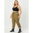 thumbnail image 4 of Pantalones Cargo Con Bolsillos CintuElástiCon Cordón TalGrande PaMujer Caqui XXL, 4 of 6