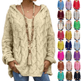 thumbnail image 2 of CHCNHAC Women's Plus Size Chunky Loose Fit Ribbed Knit Pullover Fall Lounge Dressy Long Sleeve Hooded Sweaters, 2 of 5