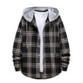 thumbnail image 2 of Winter Coats for Men Plaid Fashionable Casual Button Drawstring Long Sleeve Hooded Outwear Jacket, 2 of 4