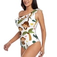 thumbnail image 2 of Haiem Monkeys Swinging from Palms Women's One Piece Swimsuits Tummy Control One Shoulder Bathing Suits Ruffle Swimwear-X-Large, 2 of 8