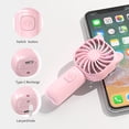 thumbnail image 3 of Mini Portable Handheld Fan with 7-Color LED Light, Rechargeable Personal Fan, 3 Speeds Small Pocket Fan, Lightweight USB Desk Fan for Women, Men, Kids, Office, Travel, Camping, Pink, 3 of 13