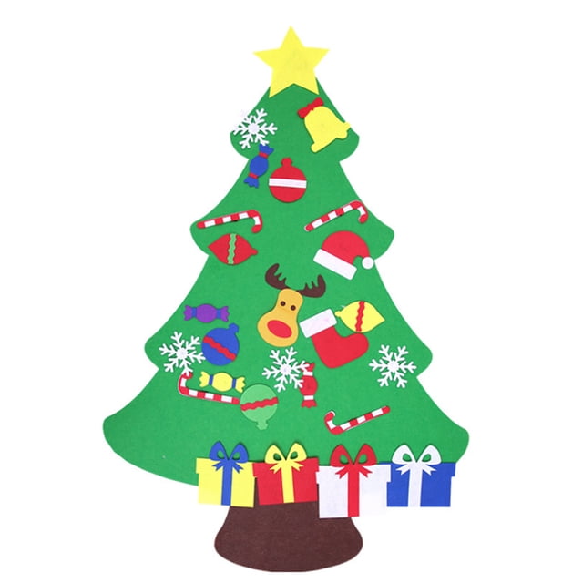 Fawoonu DIY Felt Christmas Tree Craft Kit for Kids - Interactive Xmas Ornament Set - Educational Handmade Gift for Children - 5 Designs - 100cm - Non-Toxic Material - Enhances Creativity - Family