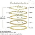 thumbnail image 2 of Ankle Bracelets for Women, 14k Gold Plated Waterproof Layered Cuban Figaro Link Chain Anklets Set Gold Anklets Jewelry Gift Adjustable Size 5pc, 2 of 5