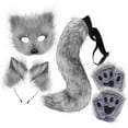 thumbnail image 1 of Máscara y cola de Therian diadema con orejas de animales Strade Fareast Limited Gris oscuro, 1 of 8